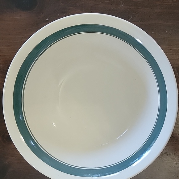 Cream with green stripe small serving bowl - Picture 2 of 3